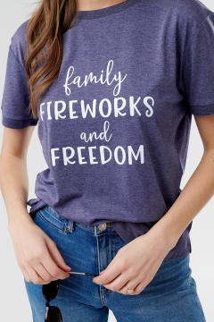 womens blue graphic tee family top
